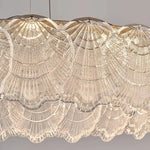 lampe suspendue moderne blanc doré coquillage translucide élégante anneaux métalliques lumière led chambre salon