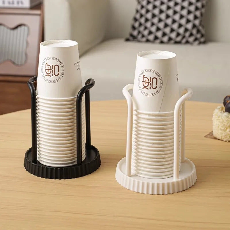porte gobelets ondulés moderne gobelets carton blancs logo noir base large stable cuisine