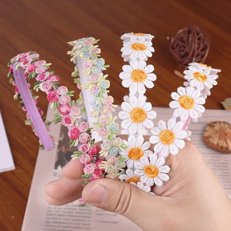 diadèmes fleurs colorées bandes cheveux filles ans mignon polyester bleu rose jaune blanc