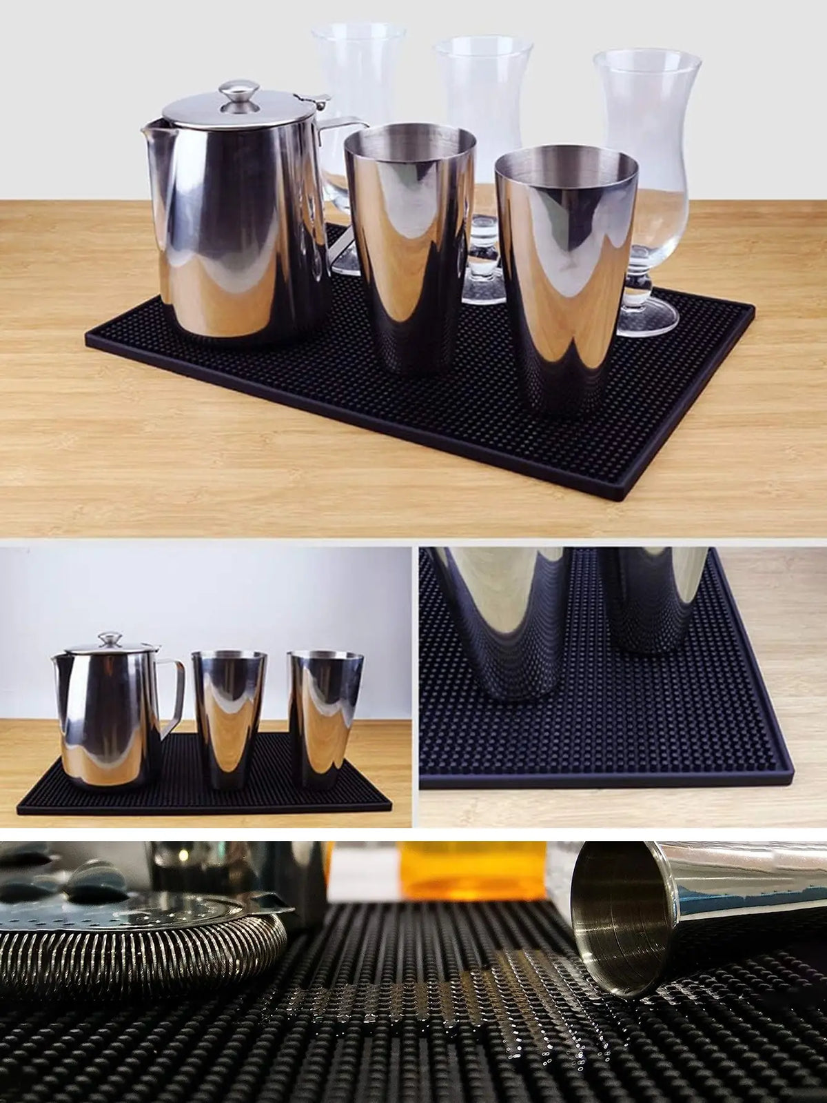 tapis bar moderne noir perforé pvc durable antidérapant comptoir rectangle