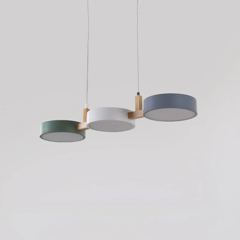 suspension lumineuse moderne bois acrylique vert blanc gris minimaliste