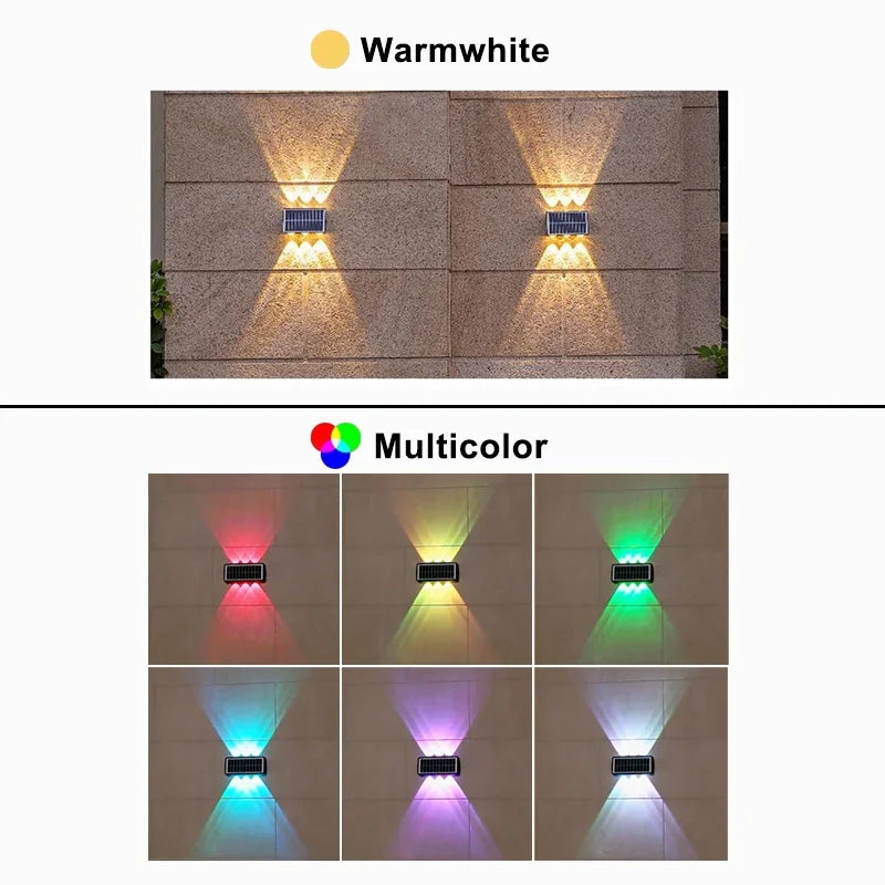 lampe murale solaire led moderne noire blanche ip65 résistante l'eau adhésiveextérieur rechargeable automatique