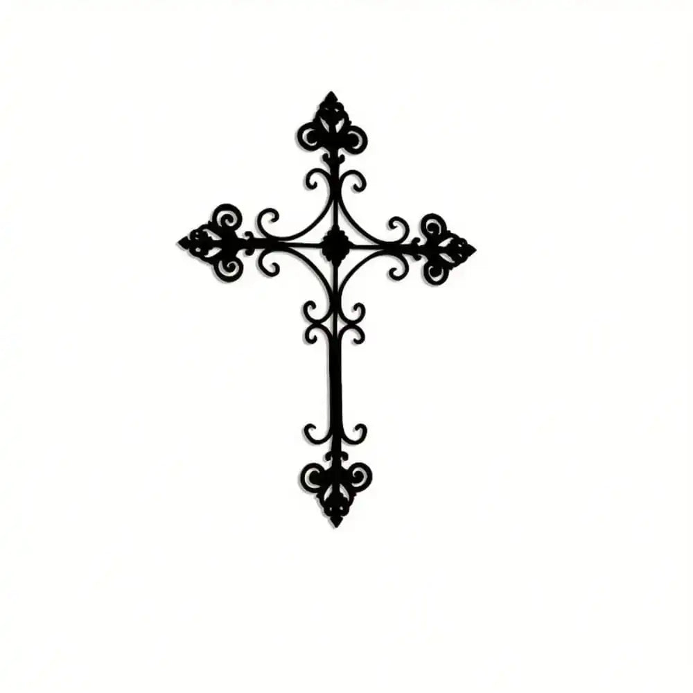 décoration murale croix noire ornement métal gothique fixation adhésif