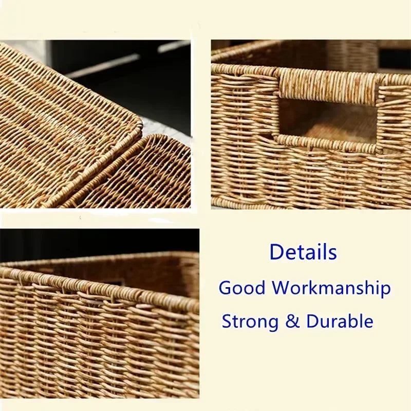 panier tressé marron clair rustique pliable imperméable utilisation multiple respectueux environnement poignées intégrées