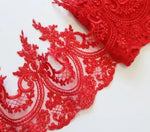 dentelle polyester blanc ajourée paillettes 22cm confection artisanat mariage erotique floral