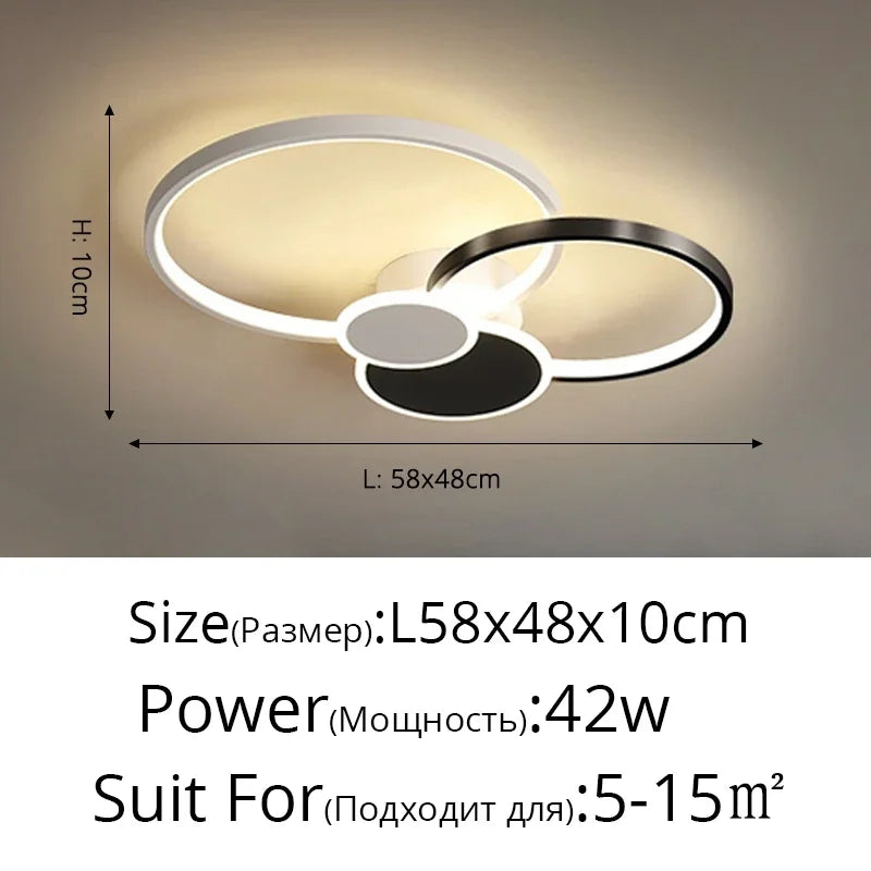 plafonnier moderne led noir blanc doré circulaire géométrique chambre salon