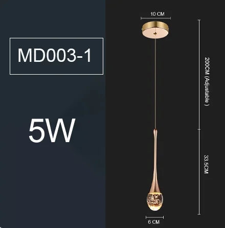 lampe suspendue moderne or noir cristal bulle brillant transparent chambre salon étude