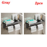 porte serviettes moderne porte papier toilette étagère rangement aluminium gris salle bain adhésif minimaliste