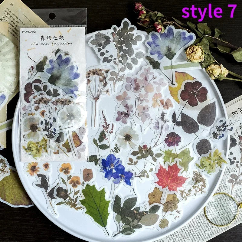 autocollants stickers végétaux fleurs feuilles oiseaux horloges mandalas papillons vintage romantique adhésifs