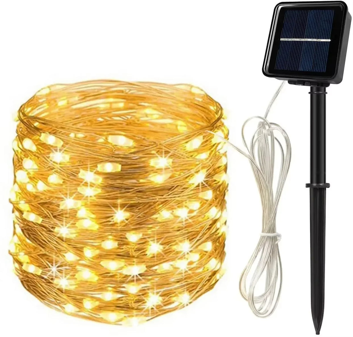 guirlande lumineuse solaire 20m 200led blanc chaud moderne extérieure étanche noël jardin