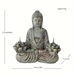 statue bouddha résine zen jardin extérieur flammes méditation lotus spiritualité