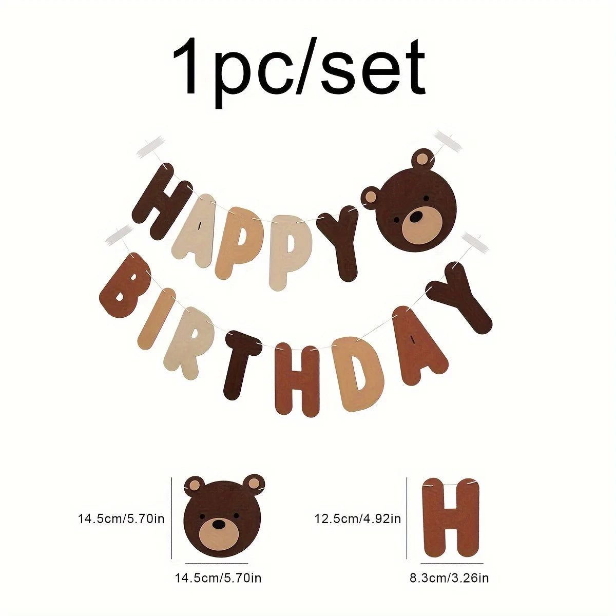 guirlande décoration anniversaire lettre happy birthday ours marron enfantin festive