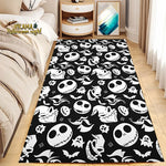 tapis halloween noir blanc visages souriants fantômes citrouilles motifs géométriques non glissant