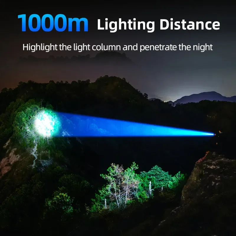 lampe torche led noire texturée moderne distance éclairage 500mètres aluminium puissante camping