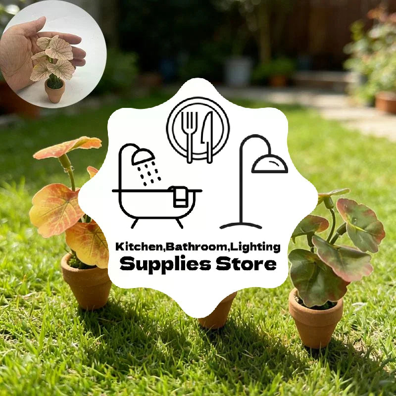 plantes artificielles miniatures pots terre cuite feuilles colorées figurines personnes