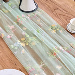 tableau décoratif fleurs papillons blanc bleu rose vert translucide pastoral romantique été automne