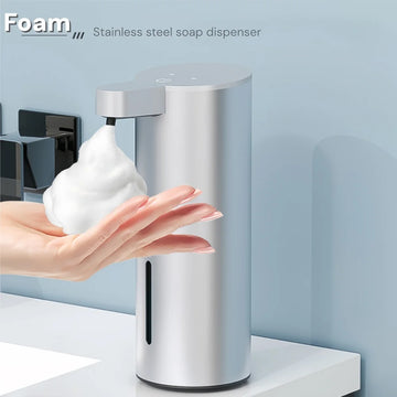 distributeur savon liquide mousse automatique infrarouge acier inoxydable moderne minimaliste rechargeable