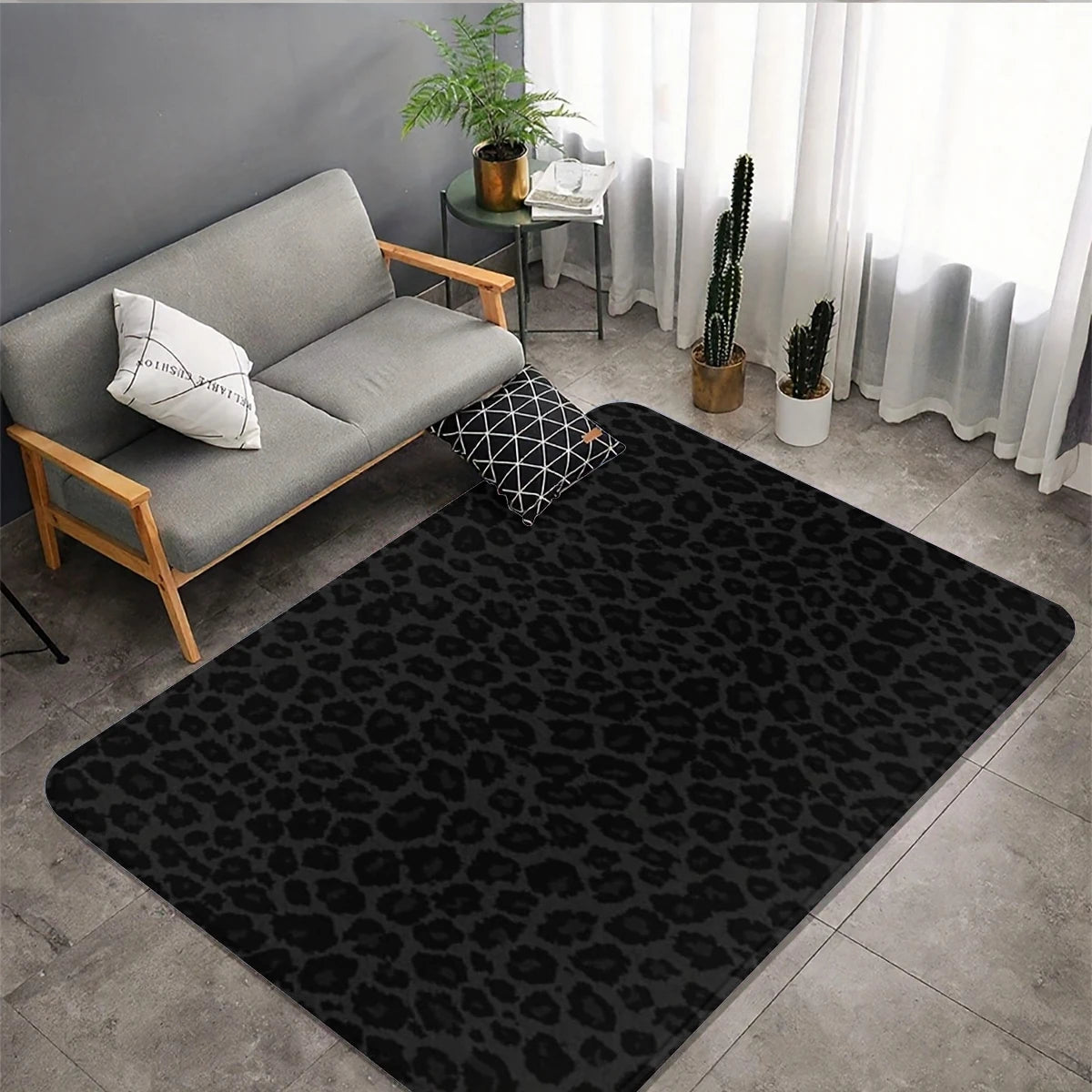 tapis léopard moderne intérieur salon noir rose jaune vert blanc bleu tufté antidérapant polyester