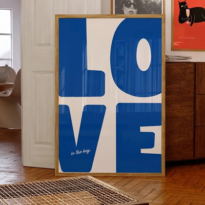 Impression sur toile minimaliste bleu rouge pour salon moderne