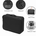 valise rangement noir tissu texturé moderne poignée amovible fermeture glissière serrure combinée portable officeécole