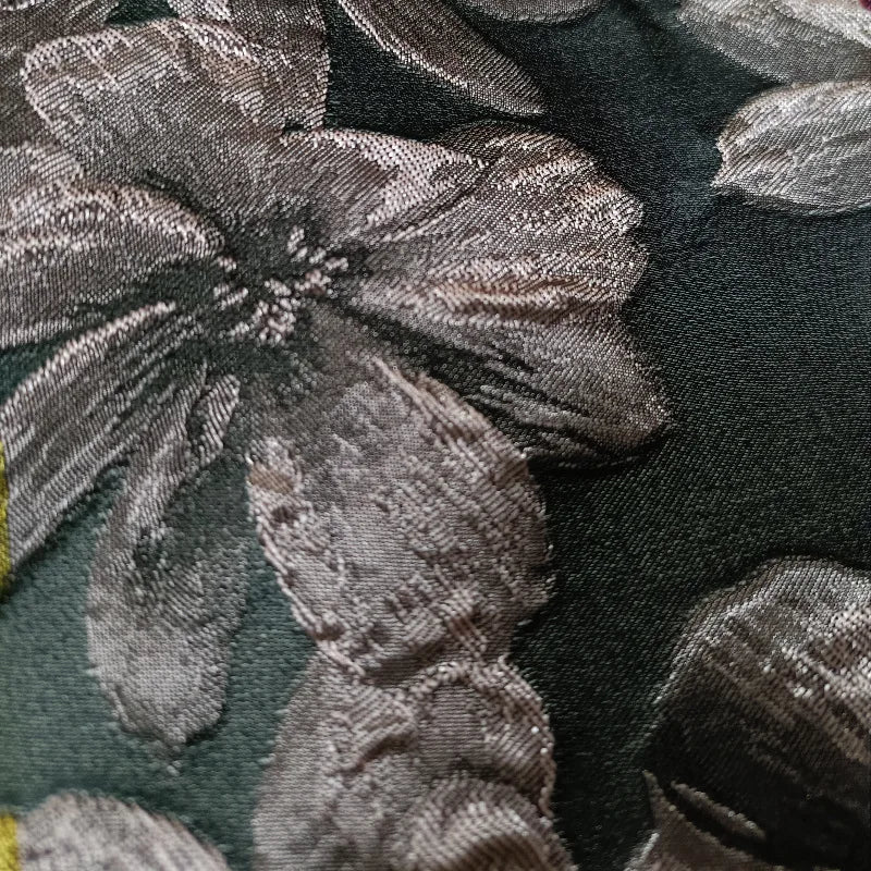 tissu polyester jacinthe fleuri brillant résistant intempéries largeur 155cm couleurs bleu noir