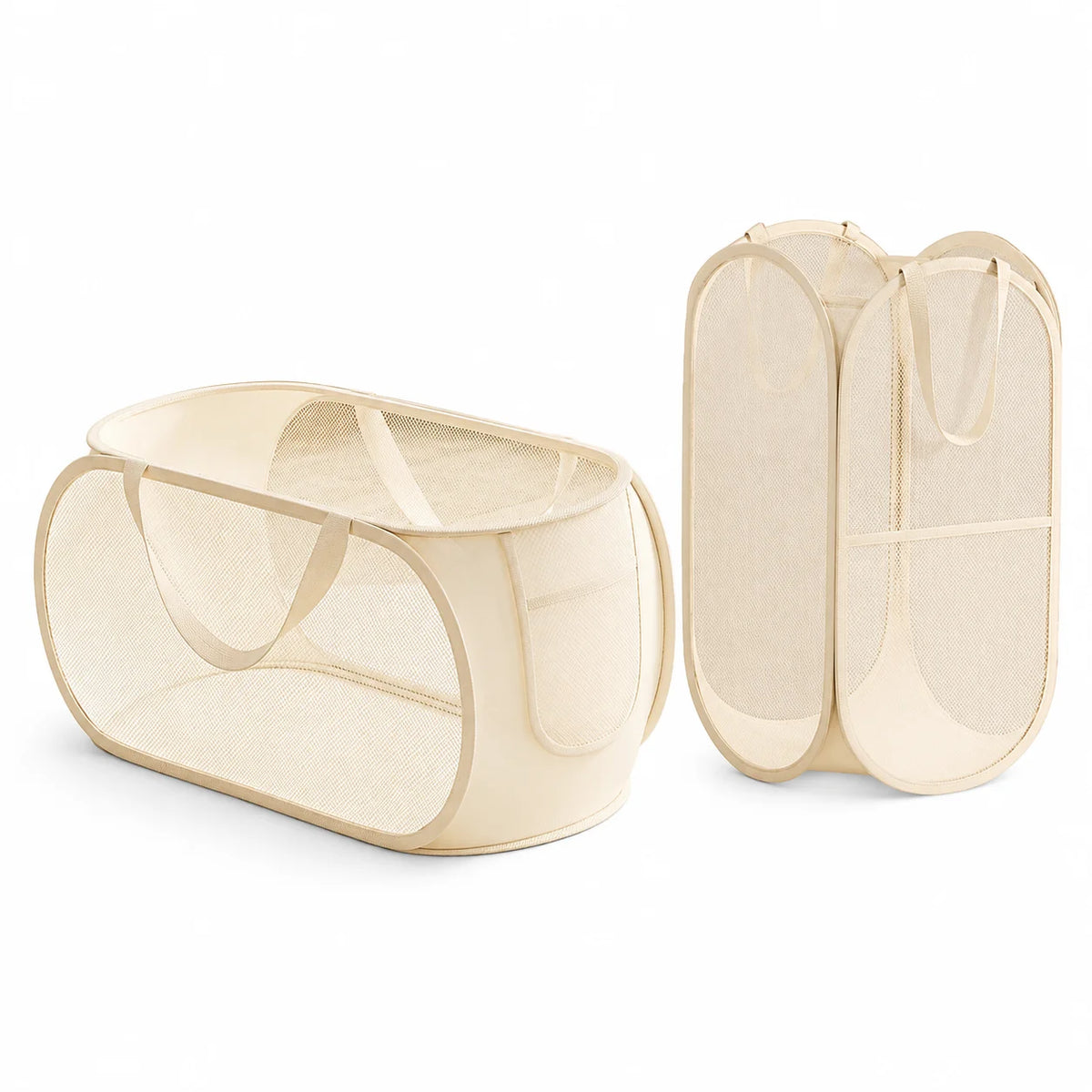 panier rangement pliable tissu polyestère beige clair maille moderne jouets rangement