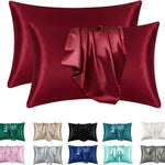 lot protège oreiller noir satin brillant cheveux peau lit moderne
