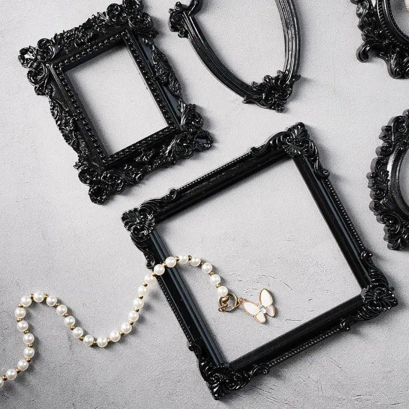 cadres photo noir baroque motifs floraux vintage gothique ornements décoration murale DIY accessoires photographie