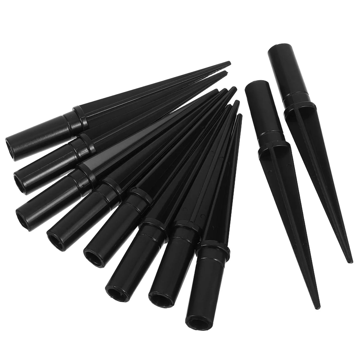 supports lampe solaire plastique noir lisses coniques jardin facile installer sans outils pack dix