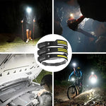 lampe frontale led rechargeable capteur sauna mode ajustable ceinture noir jaune blanc