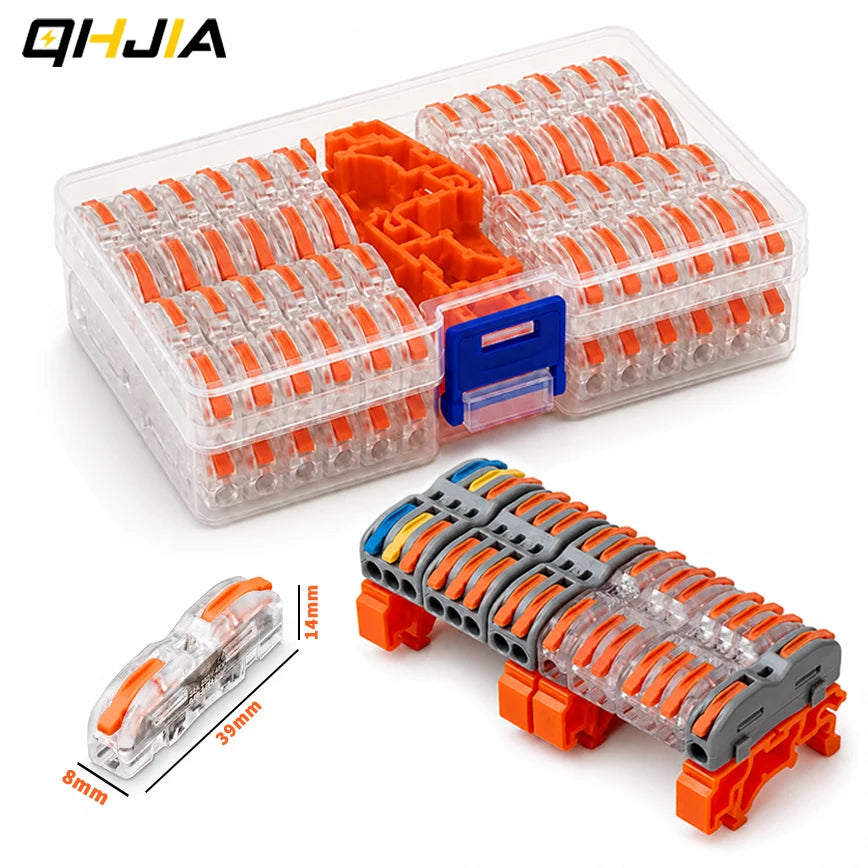 connecteurs electrique orange gris 21 pieces barrettes fixation 8mm 14mm pris courant rechargeable box