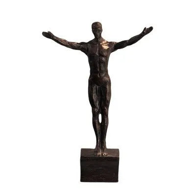 statuette escalade homme résine argentée nu réaliste moderne opaque