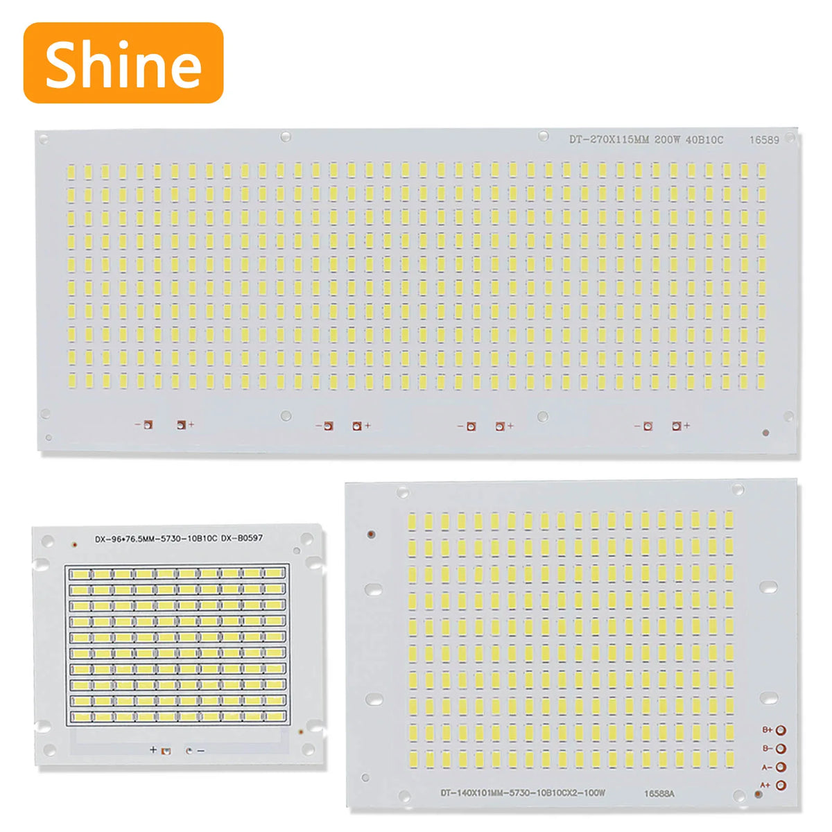 projecteur led 100w 200w 50w lumineux plaque industrielle alu opaque connecteurs rouges