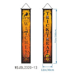 bannière suspendue halloween squelettes personnages costumés colonnes architecturales 180cm 30cm