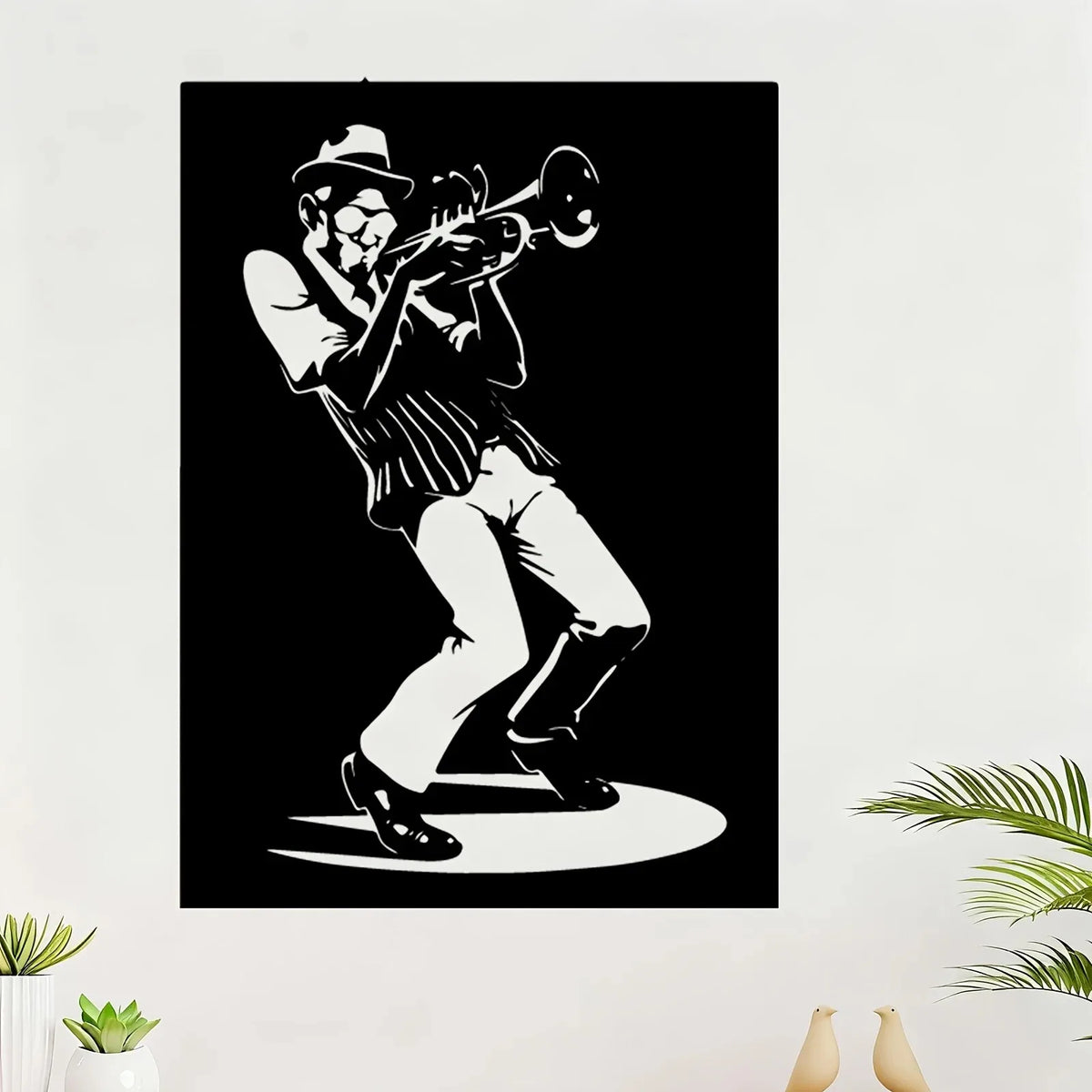 décoration murale jazz musicien trompette noir blanche graphique vintage chambre salon