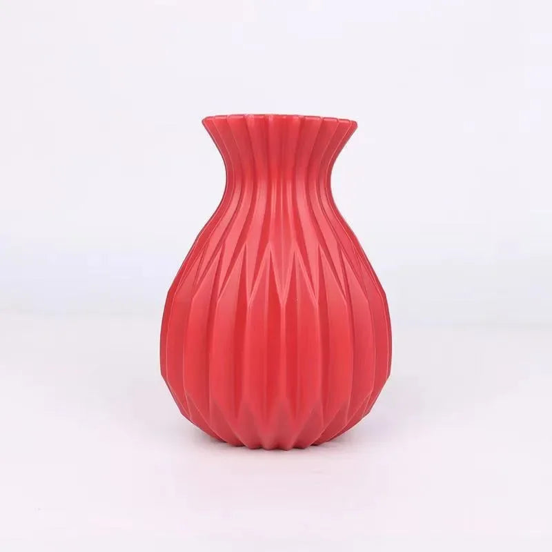vase moderne rayures verticales blanc noir vert rouge table decoration fleurs salon