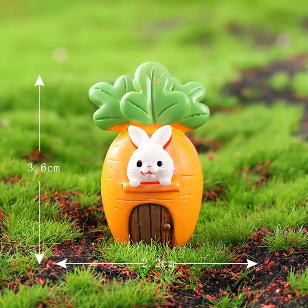 figurines lapins blancs cartoonesques carottes paniers résine décorations extérieures miniatures