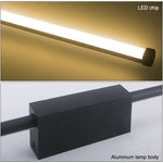 lampe led moderne noire fixée mur 120cm 6500k 4500k 3000k aluminium minimaliste