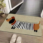 tapis moderne rayures noires blanches points blancs fond noir anti salissure antidérapant polyester