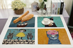 serviettes table illustration animale bleu vert moderne 30x40cm respectueux environnement