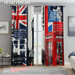 rideaux drapeaux britanniques union jack cabine téléphonique big ben deux pièces polyester moderne