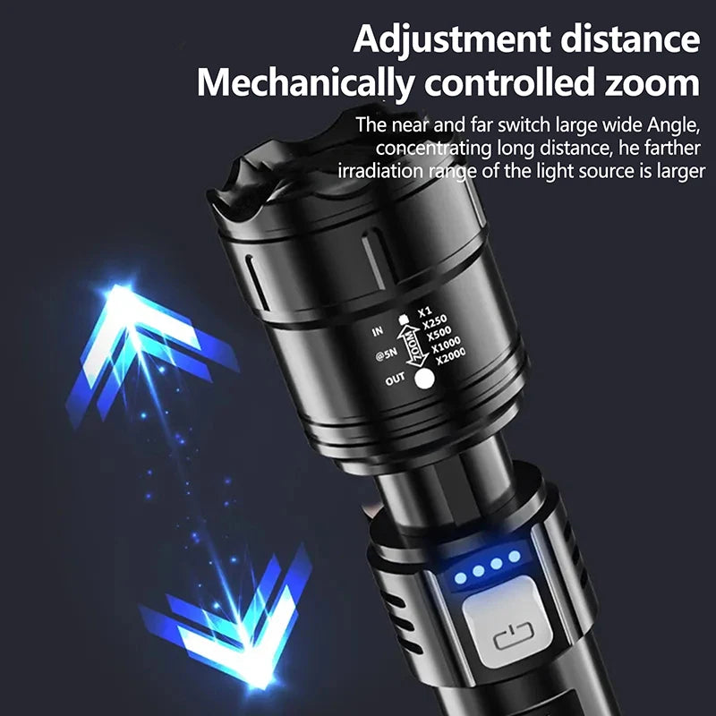 lampe torche noire texturée moderne rechargeable usb éteins étanche poignée