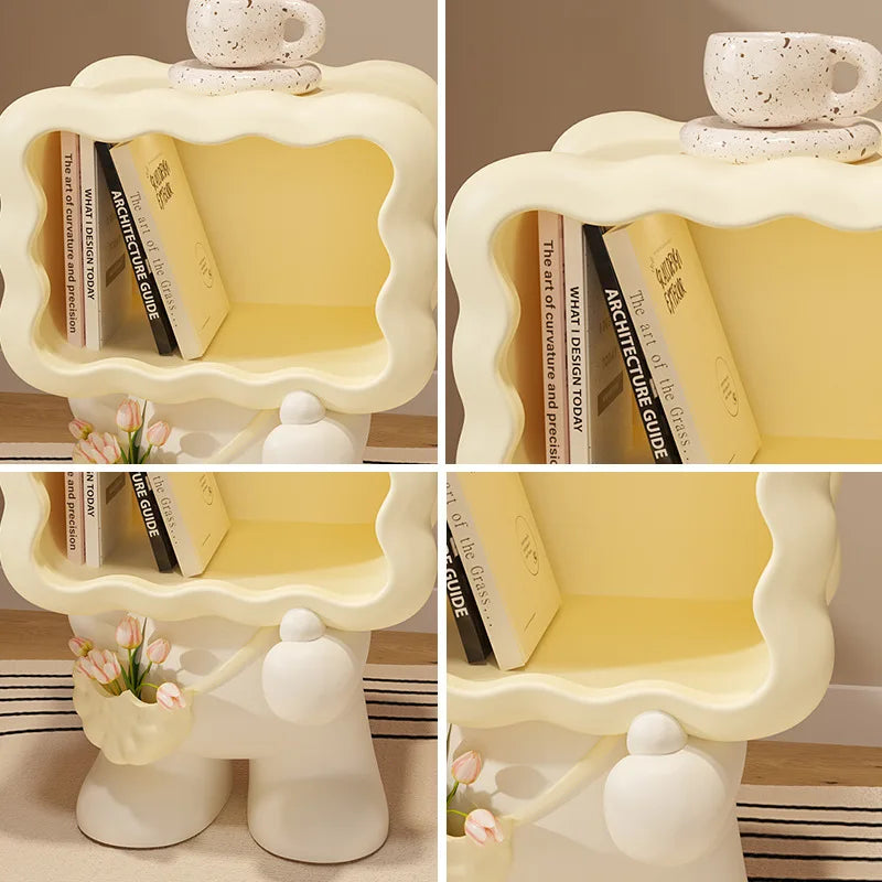 table dappoint moderne blanche compartiment ouvert vase intégré ludique sculptural