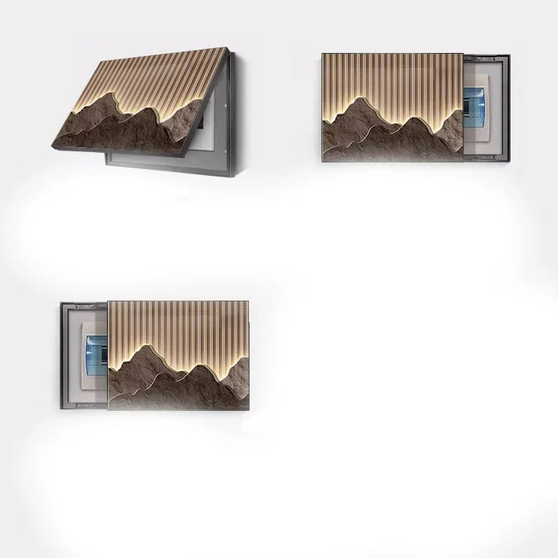 cadre mural contemporain noir montagne relief lignes lumineuses minimaliste fixations murales decoration interieur