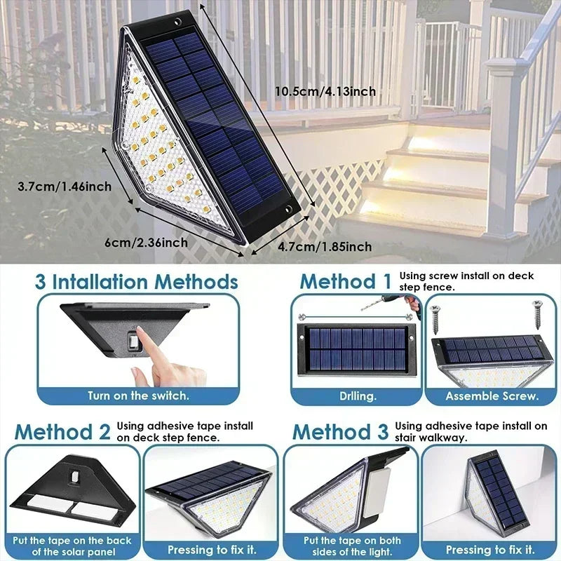 éclairage solaire escaliers led moderne 24watts ip65 810h heures decorationextérieur