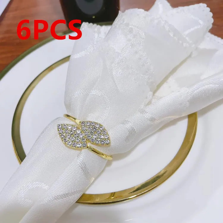 porte serviettes feuilles strass argenté doré élégants mariage banquet table