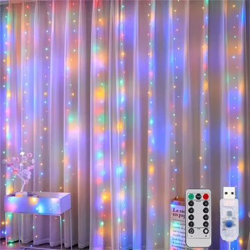 rideau lumineux led blanc moderne télécommande décoration noël nouvel an 100leds 200leds 300leds