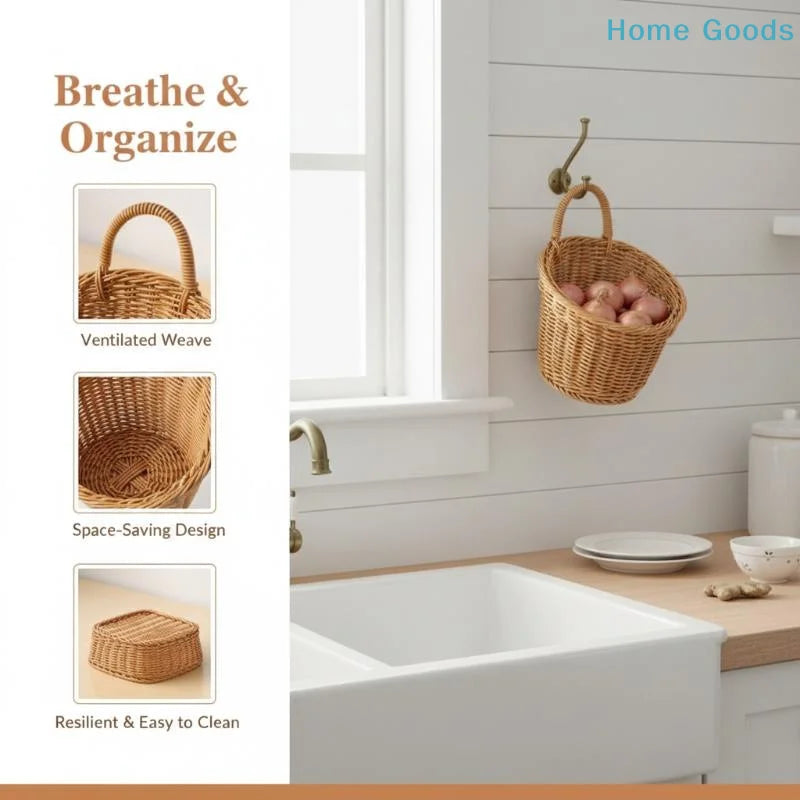 paniers osier rustique tressage naturel beige suspension murale traditionnel organisation decointérieur