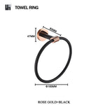 accessoires salle bain moderne porte serviettes noir cuivre doré fixations murales minimalistes
