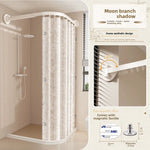 rideau douche pliable moderne beige clair rayures verticales opacité aimants